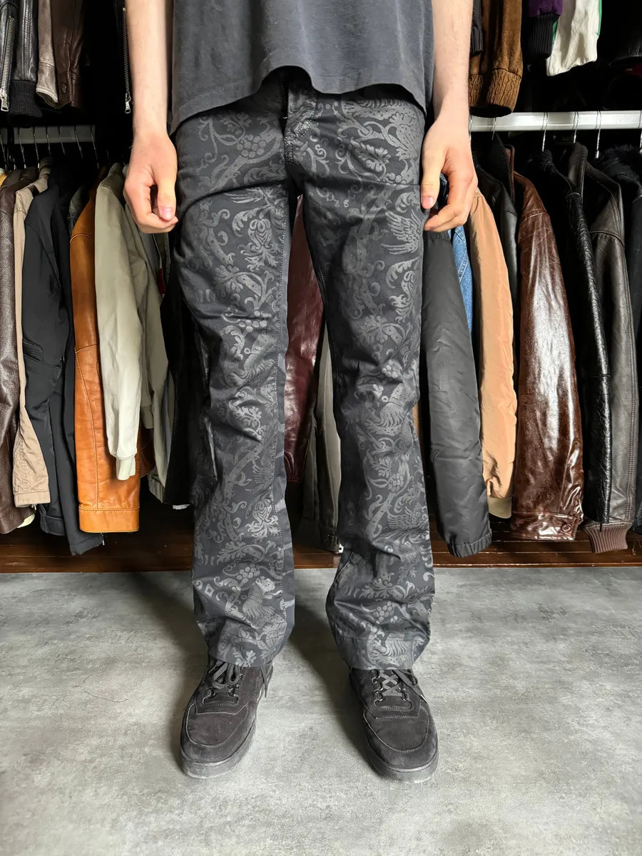 SS2003 Cavalli Flowers Mirage Black Tattoos Pants sACjxCK 0