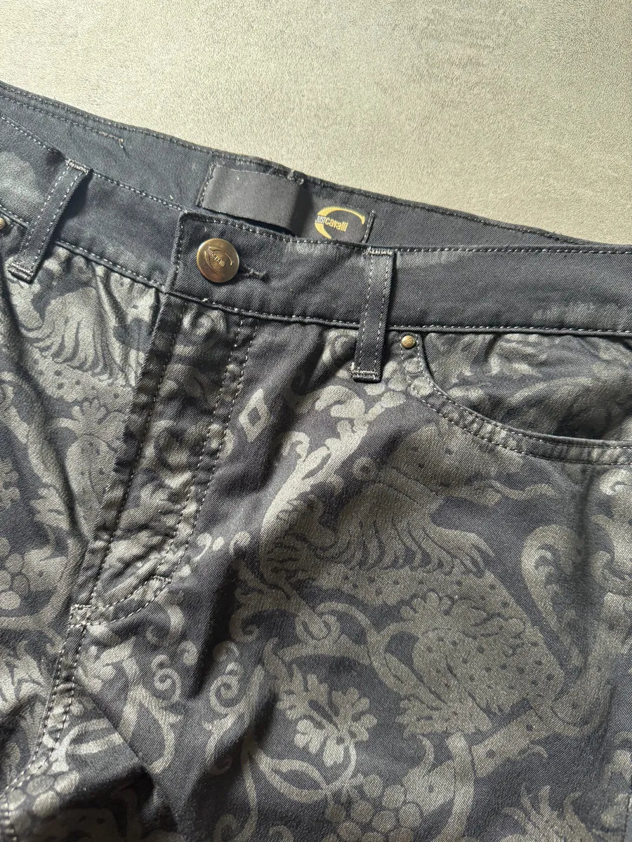 SS2003 Cavalli Flowers Mirage Black Tattoos Pants sACjxCK 6