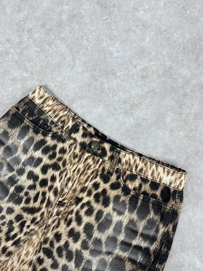 SS2003 Cavalli Leopard Beige & Black Skirt smQCiYt 4