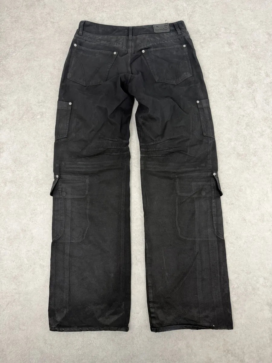 SS2003 Dolce & Gabbana Black Aviator Cargo Obscure Pants knPBbHU 4