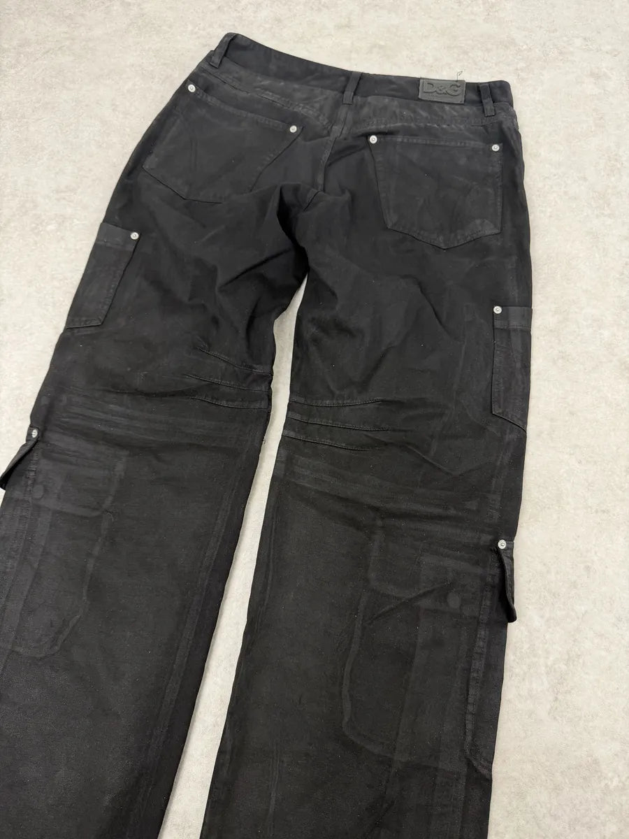 SS2003 Dolce & Gabbana Black Aviator Cargo Obscure Pants knPBbHU 7