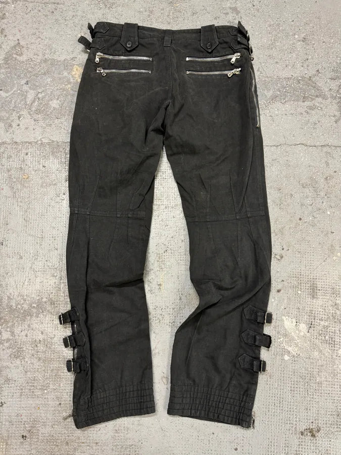 SS2002 Dolce & Gabbana Black Multi Zips Strapped Pants IJFasrj 2