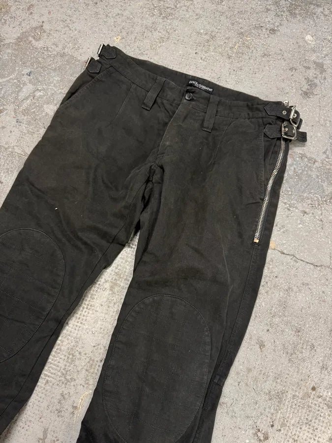 SS2002 Dolce & Gabbana Black Multi Zips Strapped Pants IJFasrj 4