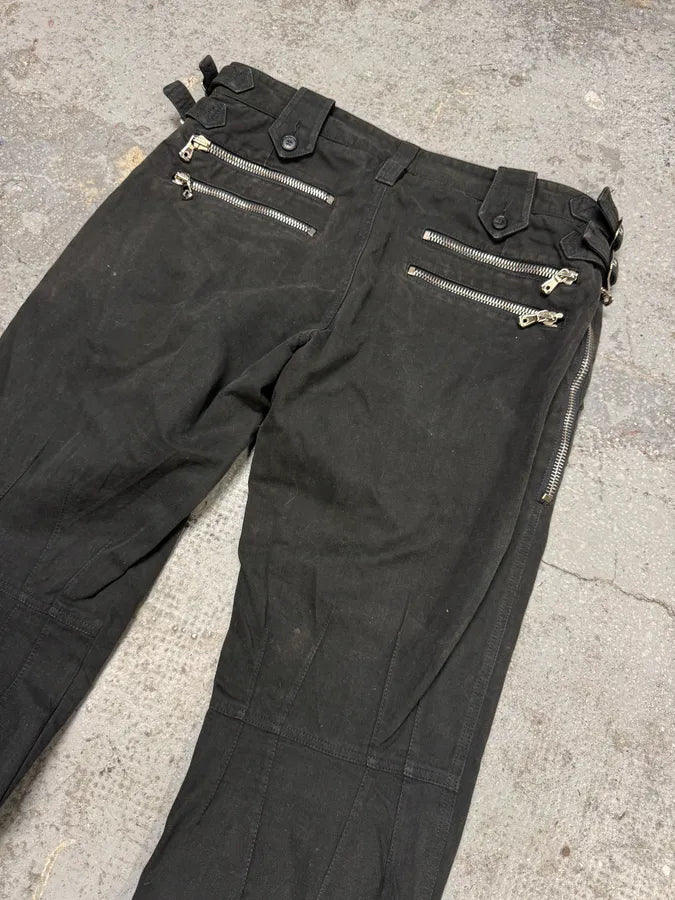 SS2002 Dolce & Gabbana Black Multi Zips Strapped Pants IJFasrj 5