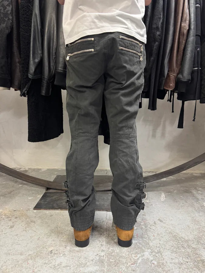 SS2002 Dolce & Gabbana Black Multi Zips Strapped Pants IJFasrj 6