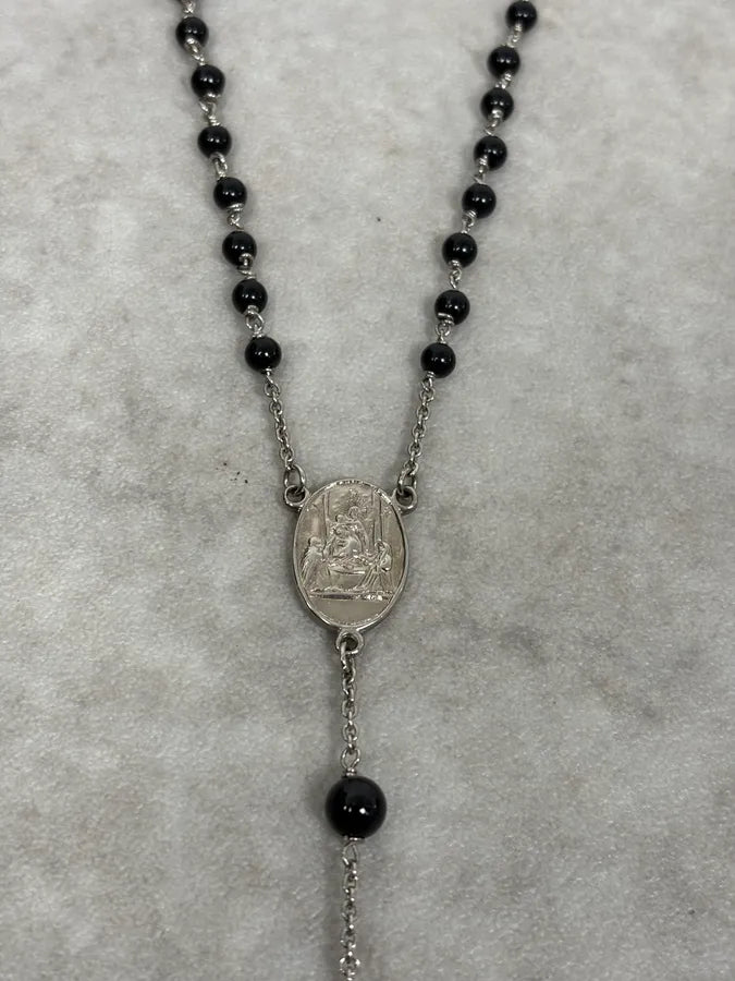 SS2015 Dolce & Gabbana Black Pearl Rosary Cross Necklace vpvpdaH 5