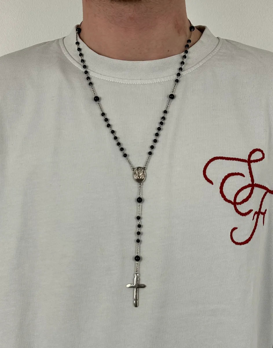 SS2015 Dolce & Gabbana Black Pearl Rosary Cross Necklace vpvpdaH 1