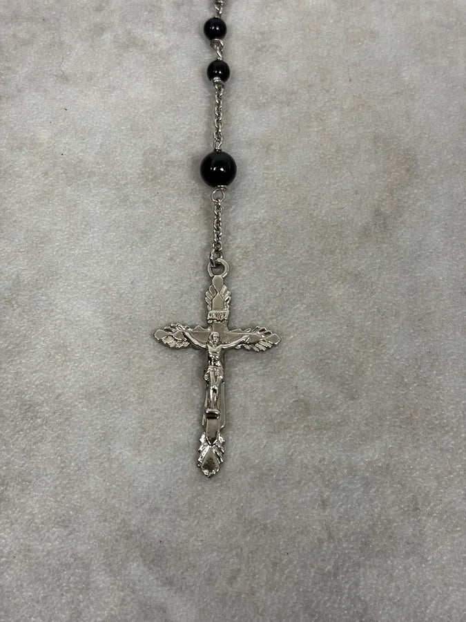 SS2015 Dolce & Gabbana Black Pearl Rosary Cross Necklace vpvpdaH 6