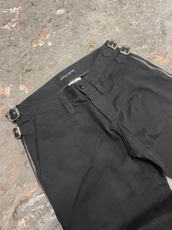 SS2003 Dolce & Gabbana Black Sex Zip Bondage Pants (S) eGbskdP 5