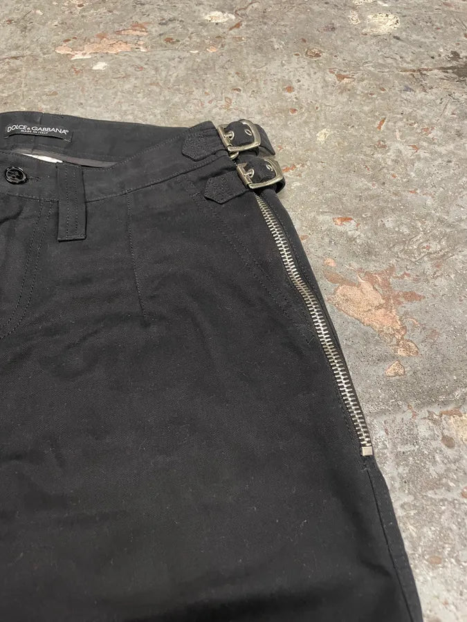 SS2003 Dolce & Gabbana Black Sex Zip Bondage Pants (S) eGbskdP 8