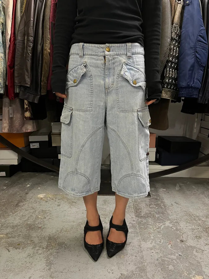 SS2003 Dolce & Gabbana Blue Cargo Denim Shorts DHStBhJ 1