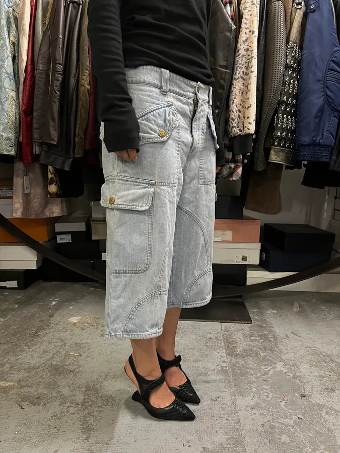 SS2003 Dolce & Gabbana Blue Cargo Denim Shorts DHStBhJ 2