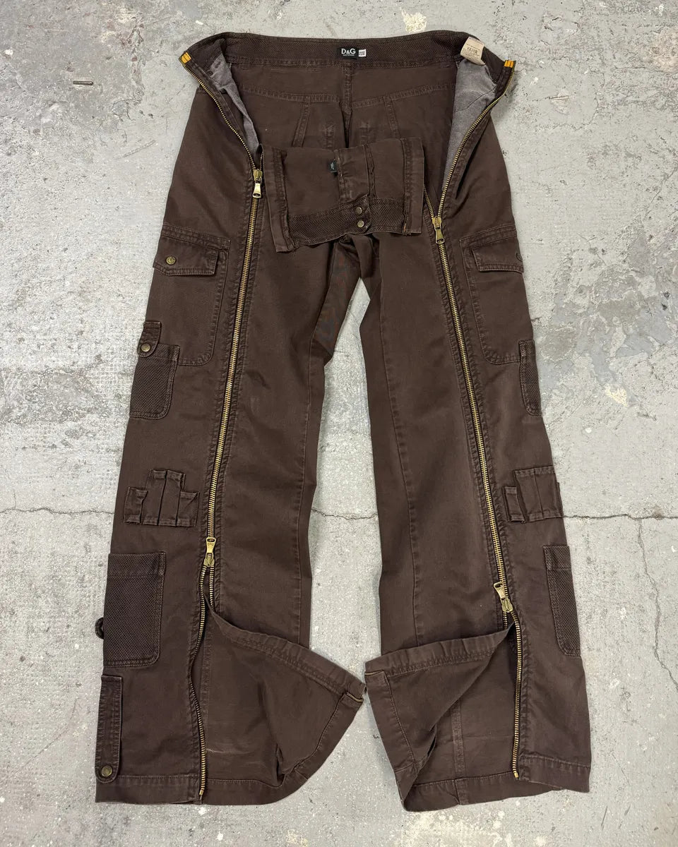 SS2003 Dolce & Gabbana Brown Aviator Full Zips Cargo Pant (S) 11