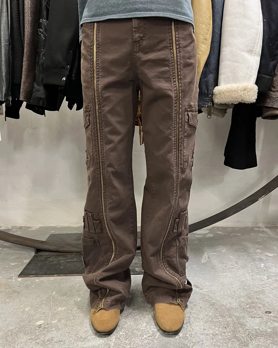 SS2003 Dolce & Gabbana Brown Aviator Full Zips Cargo Pant (S) 1