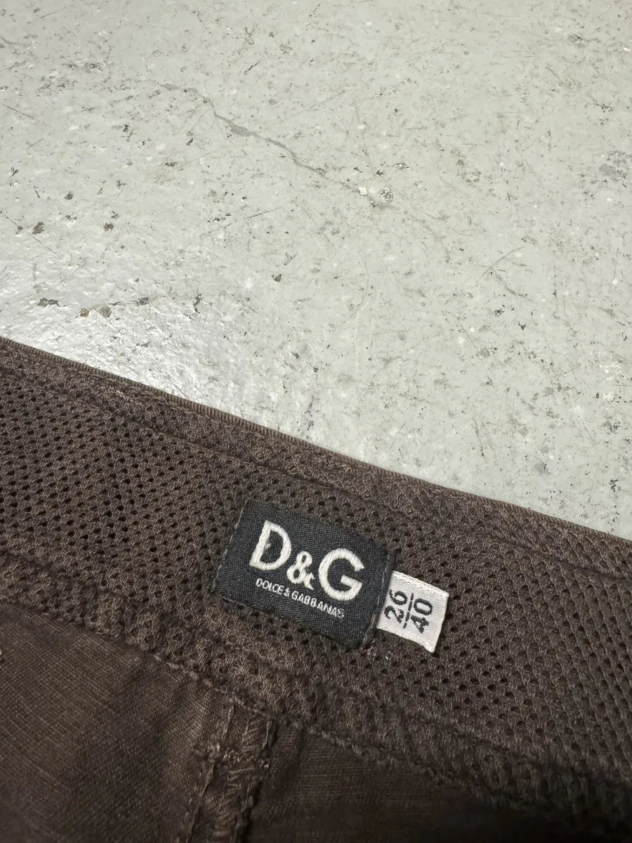 SS2003 Dolce & Gabbana Brown Aviator Full Zips Cargo Pant (S) 10