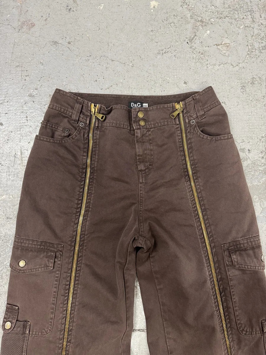 SS2003 Dolce & Gabbana Brown Aviator Full Zips Cargo Pant (S) 7