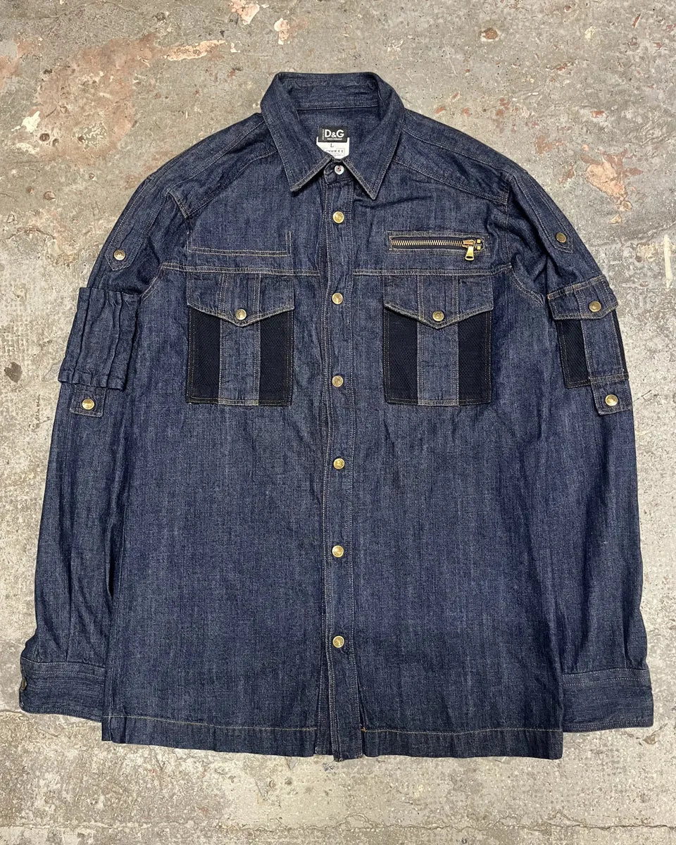 SS2003 Dolce & Gabbana Cargo Combat Denim Shirt (M/L) qloAihv 0