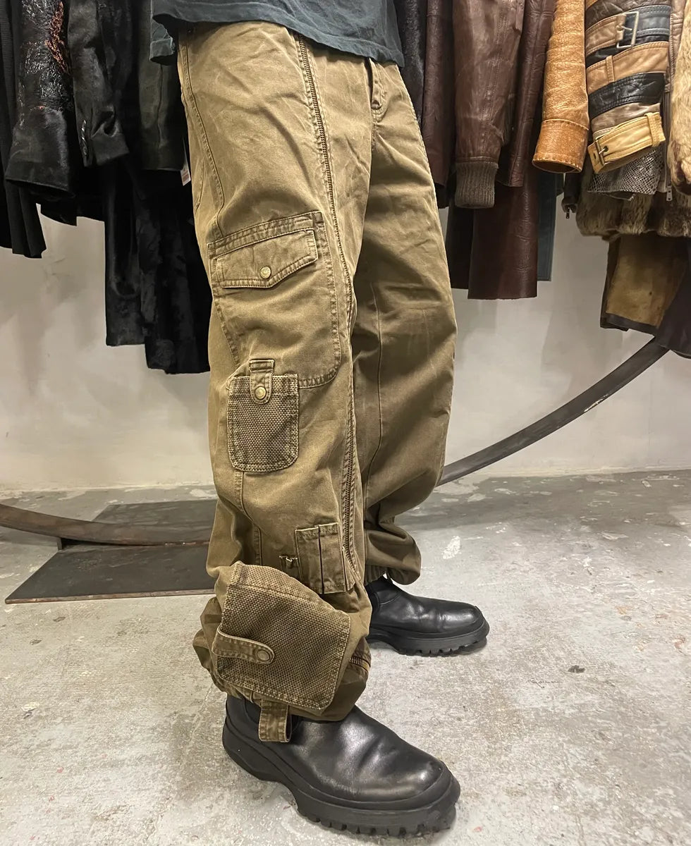 SS2003 Dolce & Gabbana Cargo Full Zip Aviator Olive Pants ATpdfFa 0