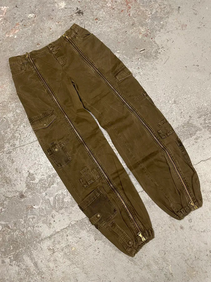 SS2003 Dolce & Gabbana Cargo Full Zip Aviator Olive Pants ATpdfFa 4