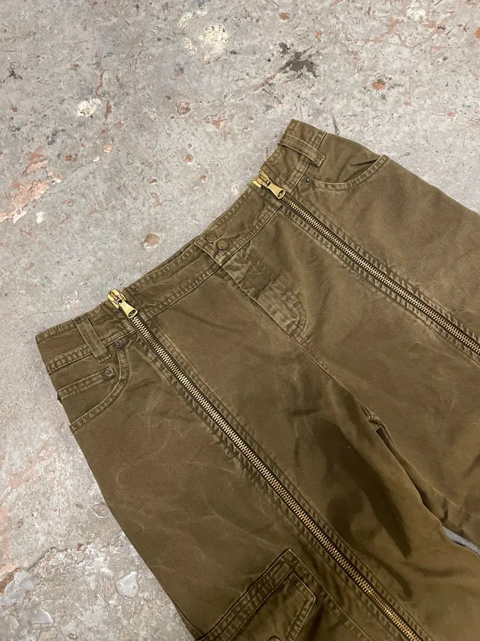 SS2003 Dolce & Gabbana Cargo Full Zip Aviator Olive Pants ATpdfFa 5