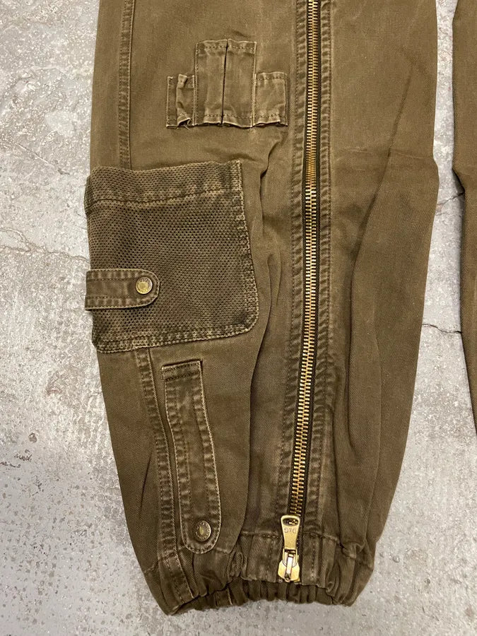 SS2003 Dolce & Gabbana Cargo Full Zip Aviator Olive Pants ATpdfFa 6