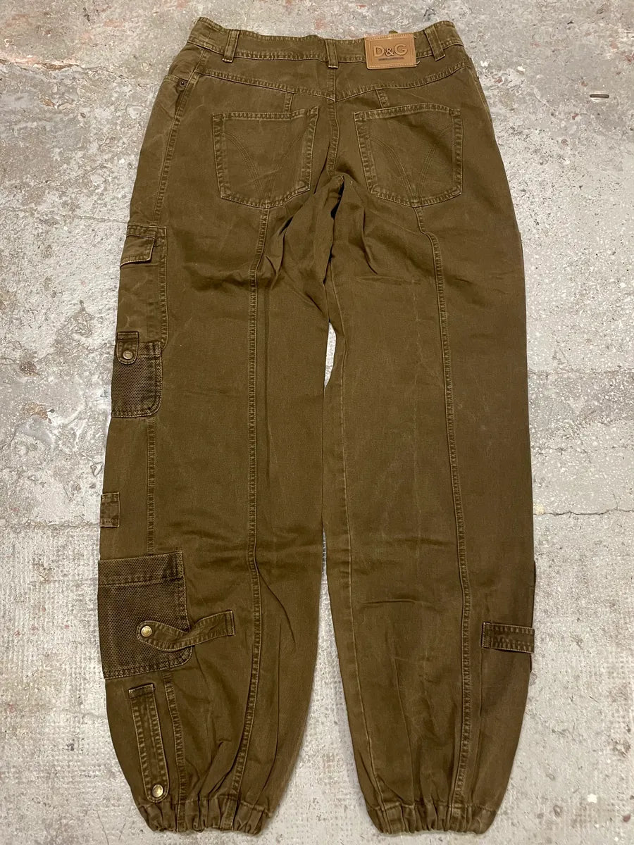 SS2003 Dolce & Gabbana Cargo Full Zip Aviator Olive Pants ATpdfFa 7