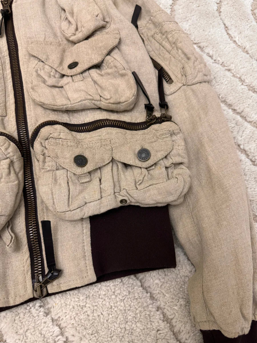 SS2003 Dolce & Gabbana Cargo Hunter Linen Jacket cQLwEPX 3