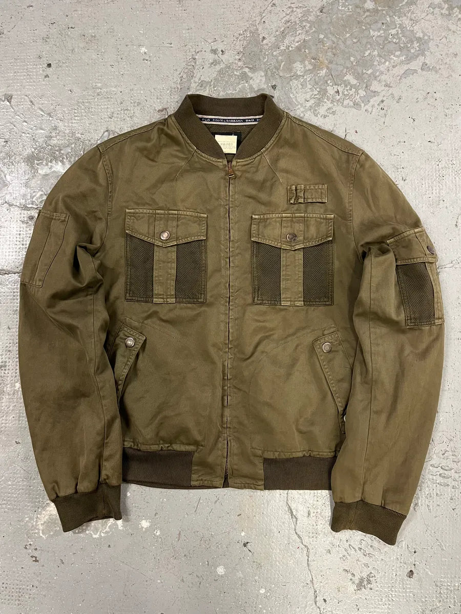 SS2003 Dolce & Gabbana Combat Military Multi Pockets Olive Jacket HfBHiOQ 0