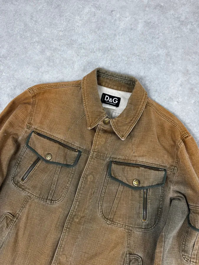 SS2003 Dolce & Gabbana Faded Beige Combat Light Jacket vsYzAnW 4