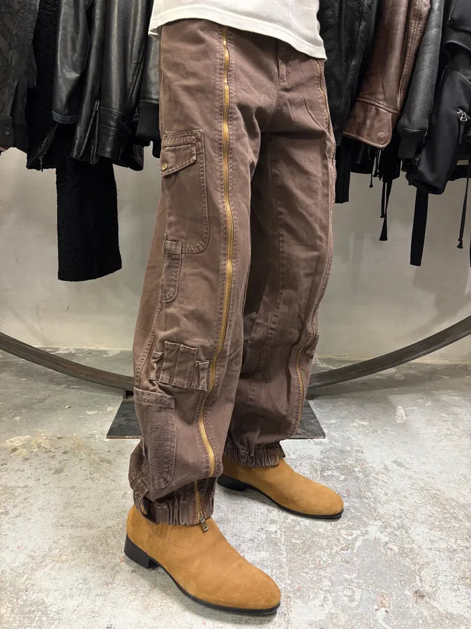 SS2003 Dolce & Gabbana Full Zip Aviator Parachute Cargo Brown Pants (M) raTwZZI 1