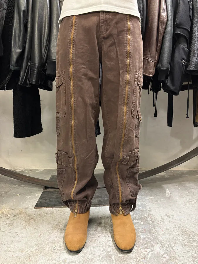 SS2003 Dolce & Gabbana Full Zip Aviator Parachute Cargo Brown Pants (M) raTwZZI 2