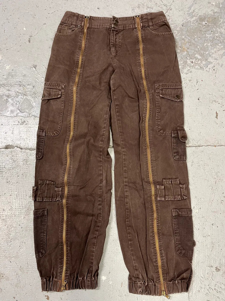 SS2003 Dolce & Gabbana Full Zip Aviator Parachute Cargo Brown Pants (M) raTwZZI 4