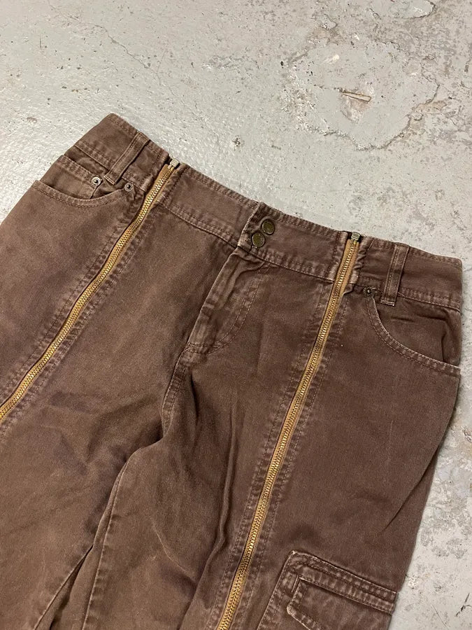 SS2003 Dolce & Gabbana Full Zip Aviator Parachute Cargo Brown Pants (M) raTwZZI 5