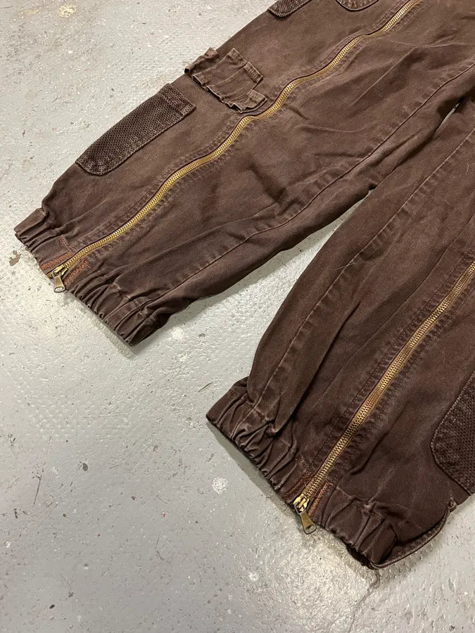 SS2003 Dolce & Gabbana Full Zip Aviator Parachute Cargo Brown Pants (M) raTwZZI 6