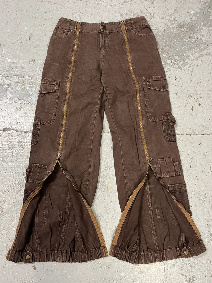 SS2003 Dolce & Gabbana Full Zip Aviator Parachute Cargo Brown Pants (M) raTwZZI 7