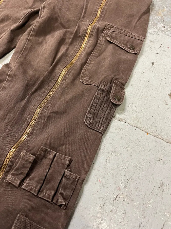 SS2003 Dolce & Gabbana Full Zip Aviator Parachute Cargo Brown Pants (M) raTwZZI 8