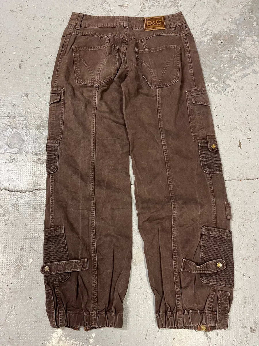 SS2003 Dolce & Gabbana Full Zip Aviator Parachute Cargo Brown Pants (M) raTwZZI 9