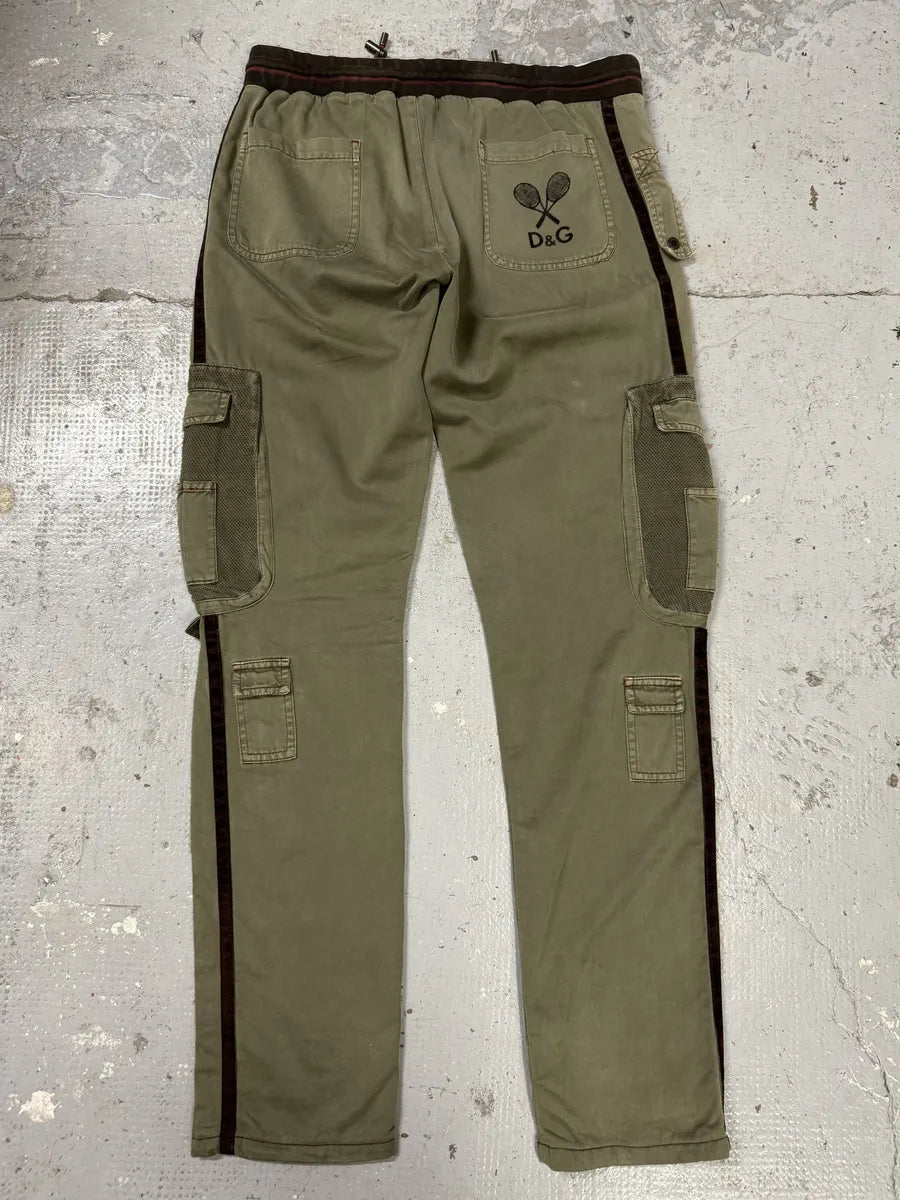 SS2003 Dolce & Gabbana Green Cargo Utiliy Joggers Pants DDqkRbP 5