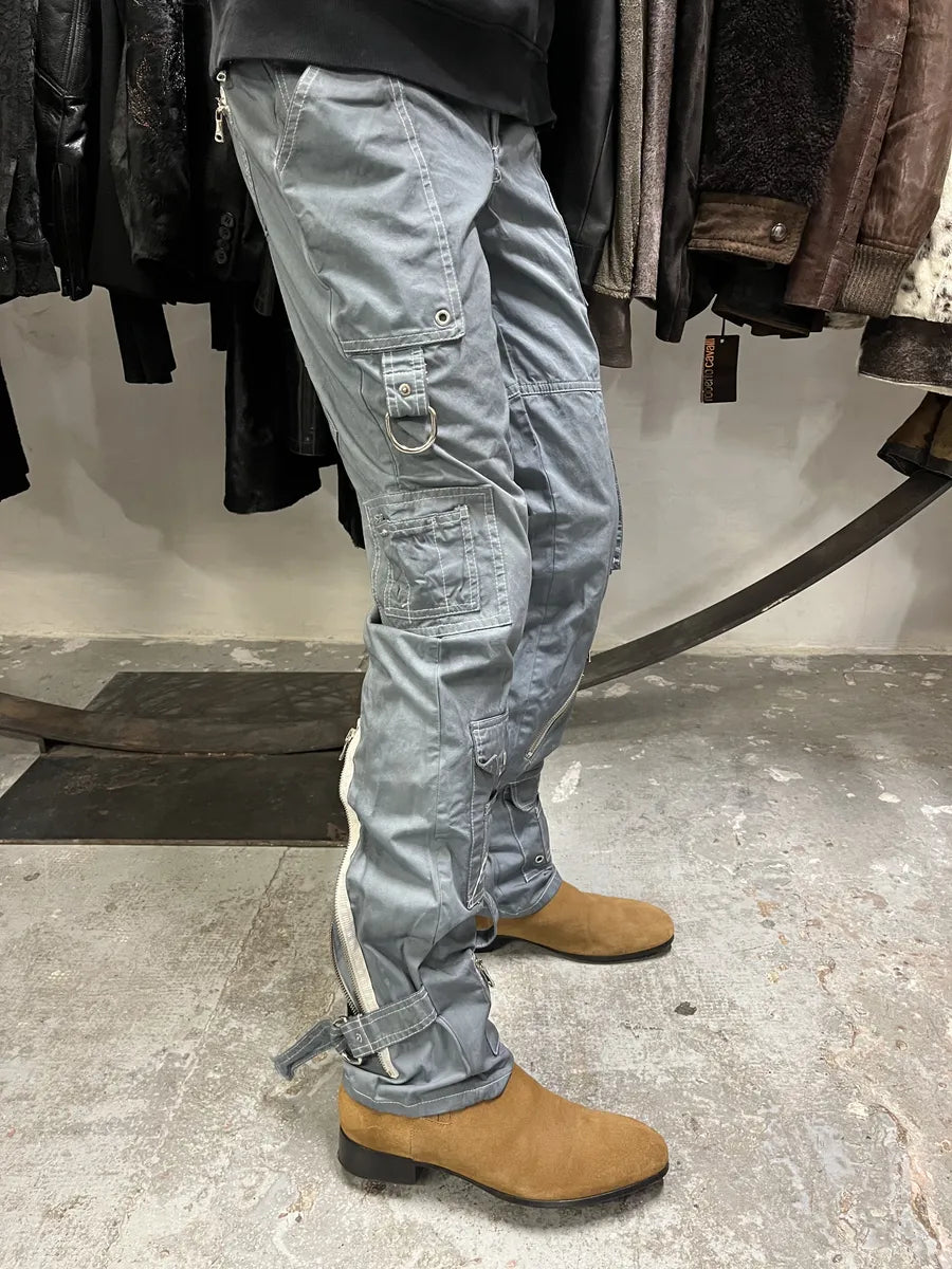 SS2003 Dolce & Gabbana Grey Army Multi Zips Bondage Pants RAYNAwL 4