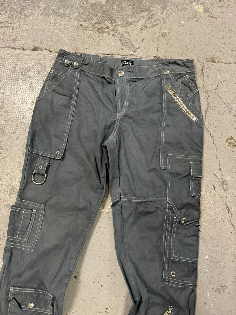 SS2003 Dolce & Gabbana Grey Army Multi Zips Bondage Pants RAYNAwL 8