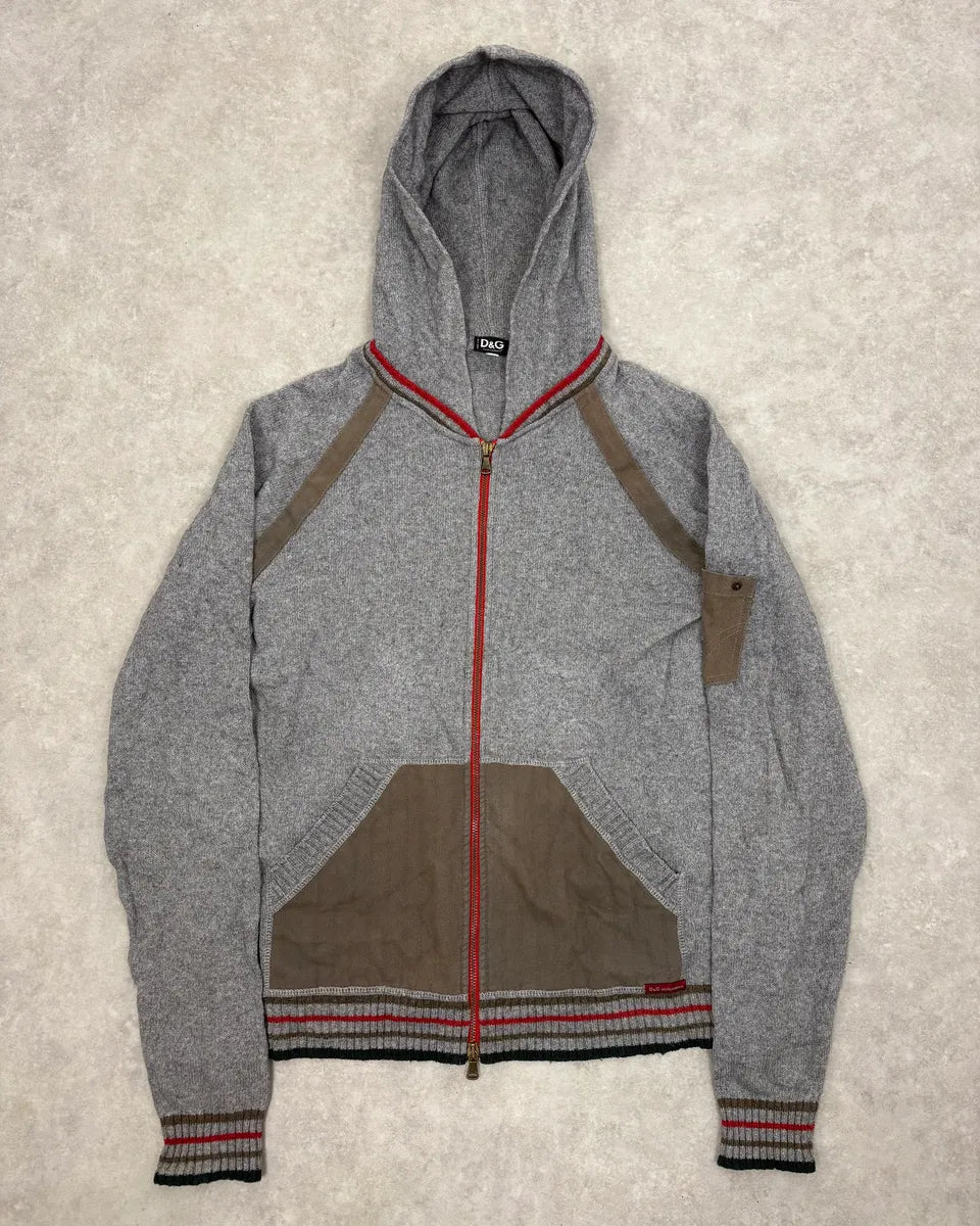 SS2003 Dolce & Gabbana Grey Italian Zip-up Hooded Sweater xDYbDav 0
