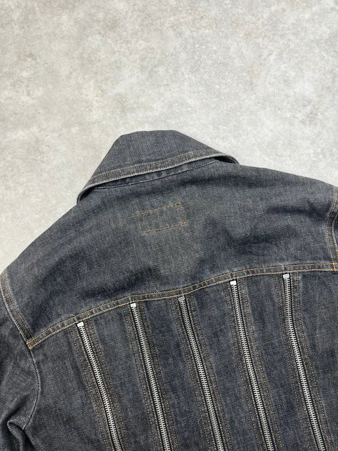 SS2003 Dolce & Gabbana Grey Raw Multi Zip Denim Jacket XinzVzU 8