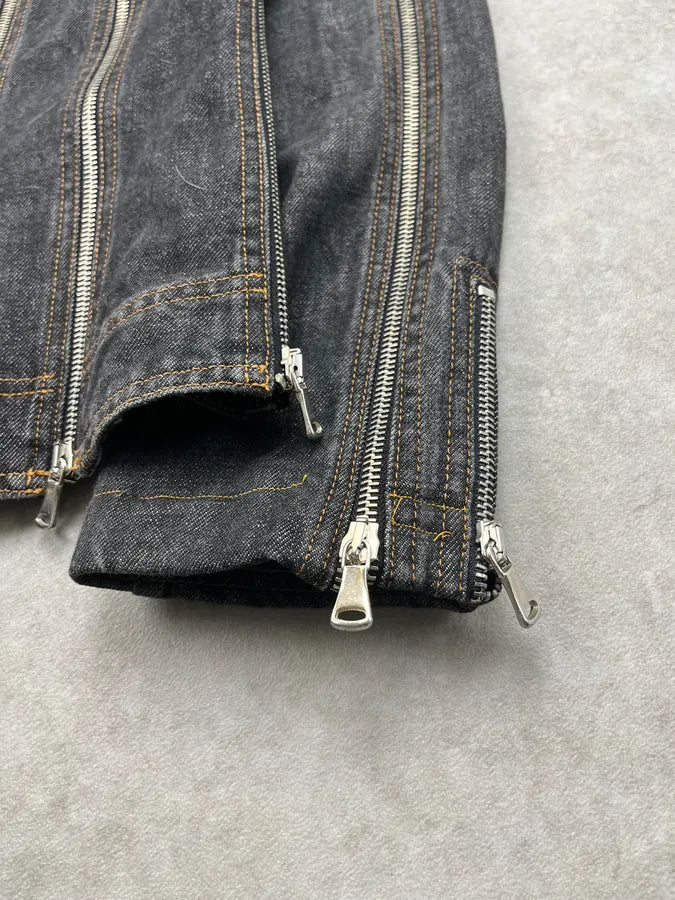 SS2003 Dolce & Gabbana Grey Raw Multi Zip Denim Jacket XinzVzU 11