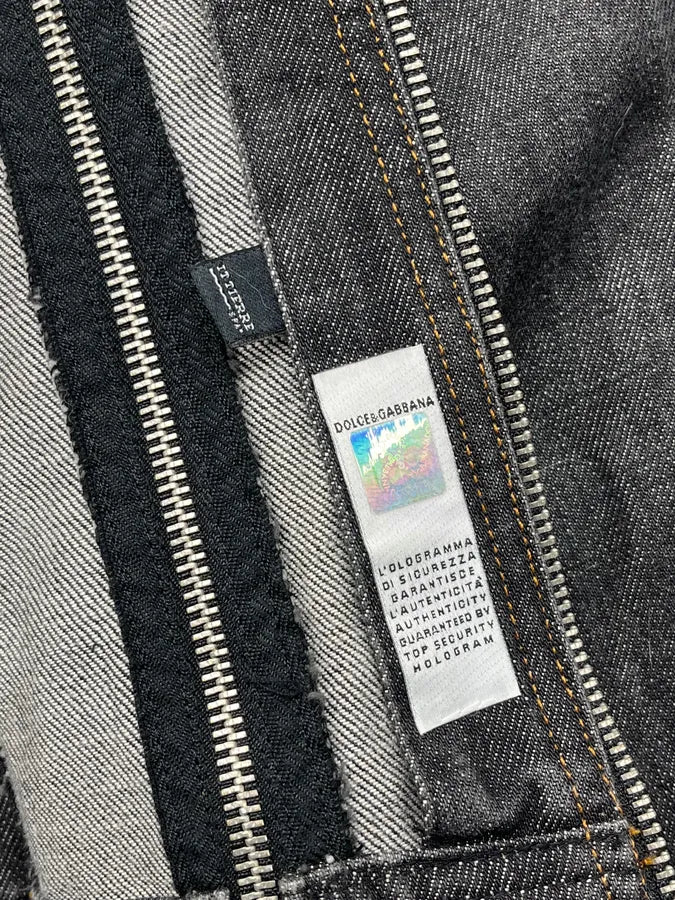 SS2003 Dolce & Gabbana Grey Raw Multi Zip Denim Jacket XinzVzU 13