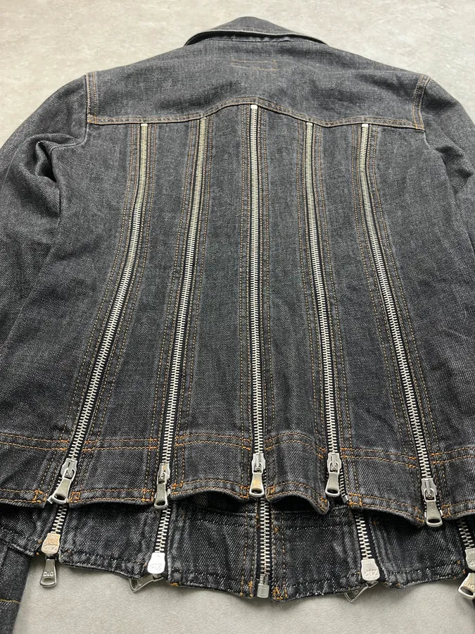 SS2003 Dolce & Gabbana Grey Raw Multi Zip Denim Jacket XinzVzU 10