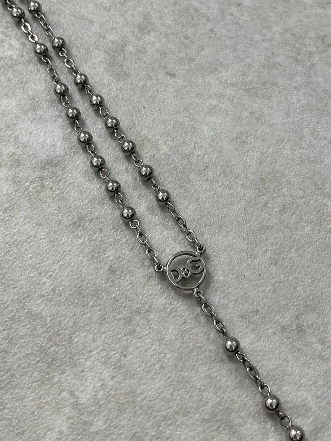 SS2003 Dolce & Gabbana Grey Rosary Cross Necklace EcyUVRX 2