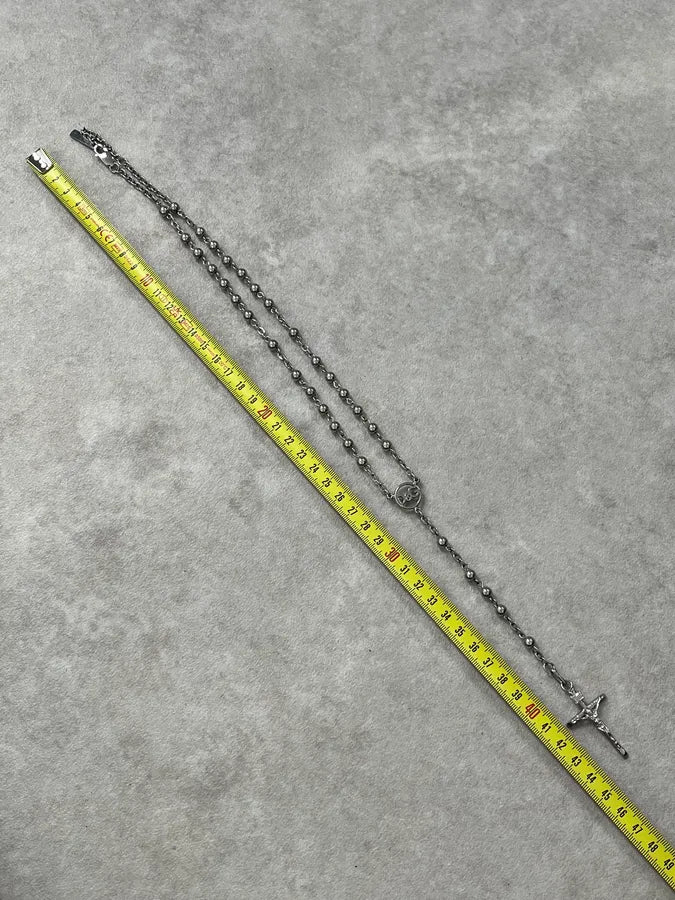 SS2003 Dolce & Gabbana Grey Rosary Cross Necklace EcyUVRX 7