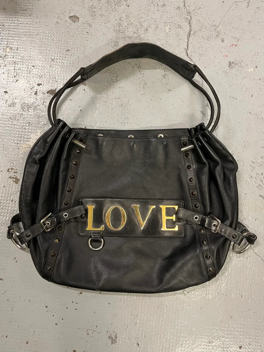 SS2003 Dolce & Gabbana Love Black Leather Handle Bag OlEArpH 0