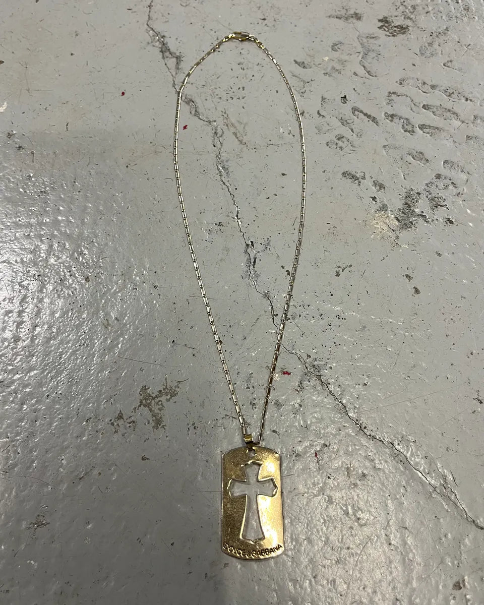 SS2003 Dolce & Gabbana Metal Cross Pendant Necklace WQFPJMV 0