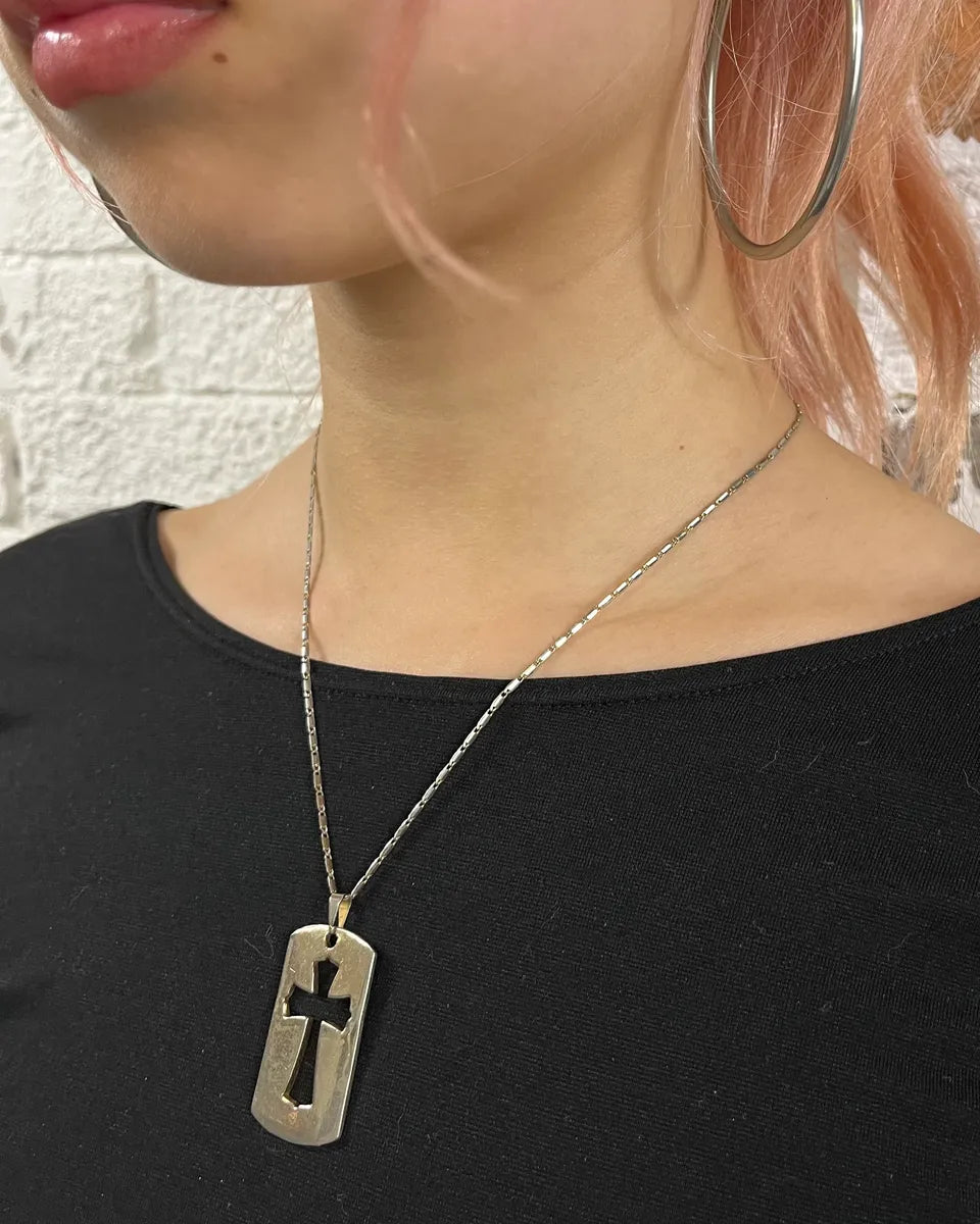SS2003 Dolce & Gabbana Metal Cross Pendant Necklace WQFPJMV 3